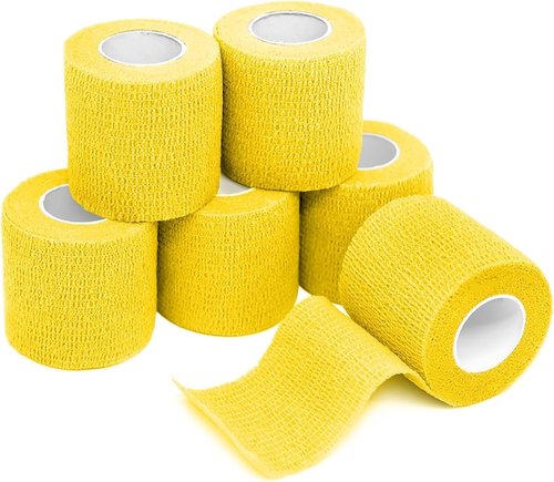 FriCARE Self-Adhesive Bandage Wrap - Cohesive Medical Tape for First Aid | 2 Inches x 5 Yards, Yellow (6 Rolls)