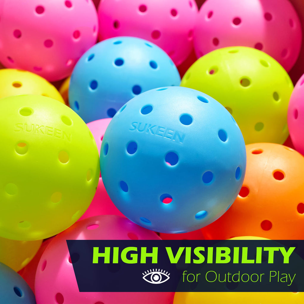 Sukeen Outdoor Pickleball Balls 40 Holes, High Bounce True Flight Pickleball Ball, High Visibility Outdoor Pickleballs, High Elasticity Pickle Balls with Mesh Bag, 20 Pack Blue