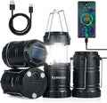 Skiennix 4-Pack Solar Camping Lanterns - Rechargeable LED with USB & Magnetic Base | Waterproof & Collapsible for Emergencies, Hiking, and Power Outages