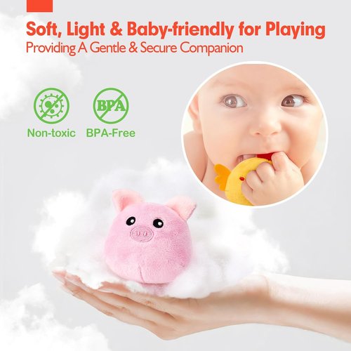Hahaland Baby Toys - Surprise Barn Stuffed Farm Animals | Rattle, Crinkle & Mirror for 6-12 Months