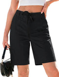 luvamia Bermuda Shorts for Women Trendy High Waist Knee Length Chino Long Shorts Drawstring Summer Casual Short 9"