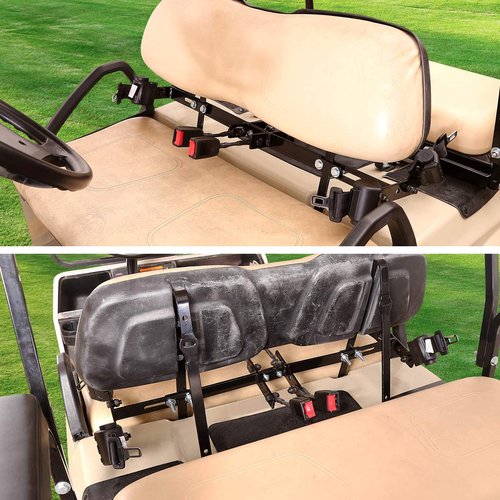 10L0L Golf Cart Mirror Side Rear View Mirror No Drilling and Seat Belts of 4 Retractable Belts 42" with Bracket Golf Cart Street-Legal Upgrades Fits Yamaha G2-G22 EZGO TXT RXV Club Car DS EV Star