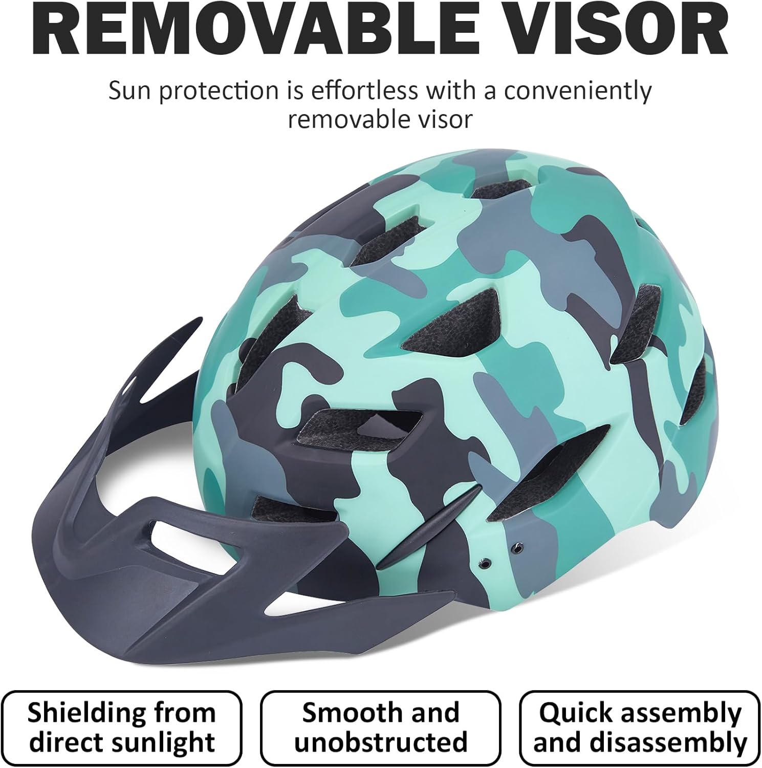 Skiennix Kids Bike Helmet - Adjustable Toddler & Youth Design with Detachable Visor & LED Light | Multi-Sport Use for Ages 3-12