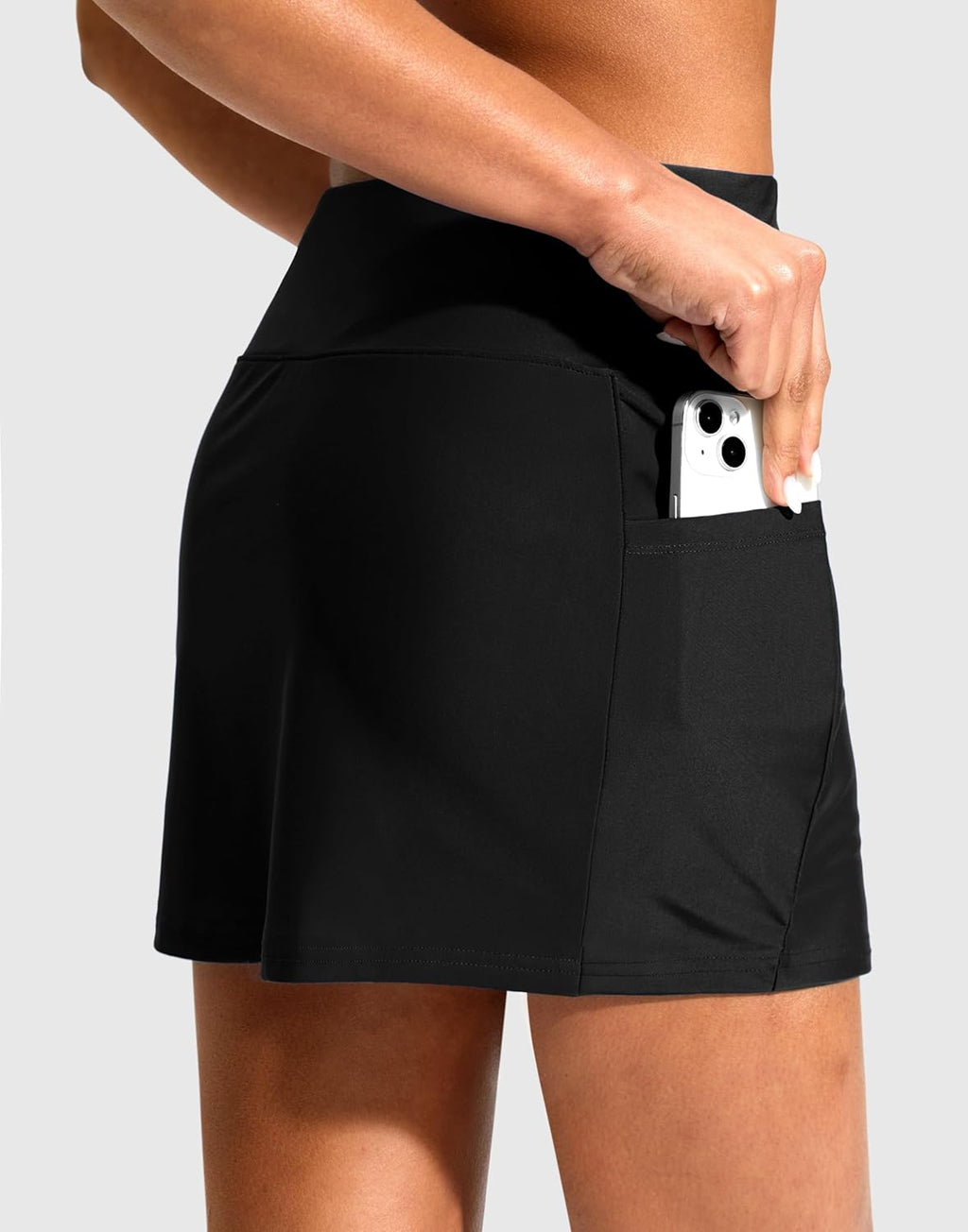 Soothfeel Women's 14" Swim Skirt - High Waisted Tummy Control with Pockets | Modest Tankini Bottoms