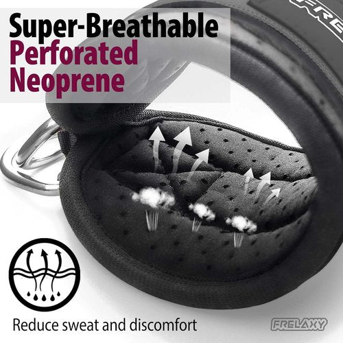 Frelaxy Ankle Straps for Cable Machine – Comfortable & Durable Leg Straps for Kickbacks, Glute Workouts, and Lower Body Exercises – Perforated Neoprene Padding & Tapered Fit