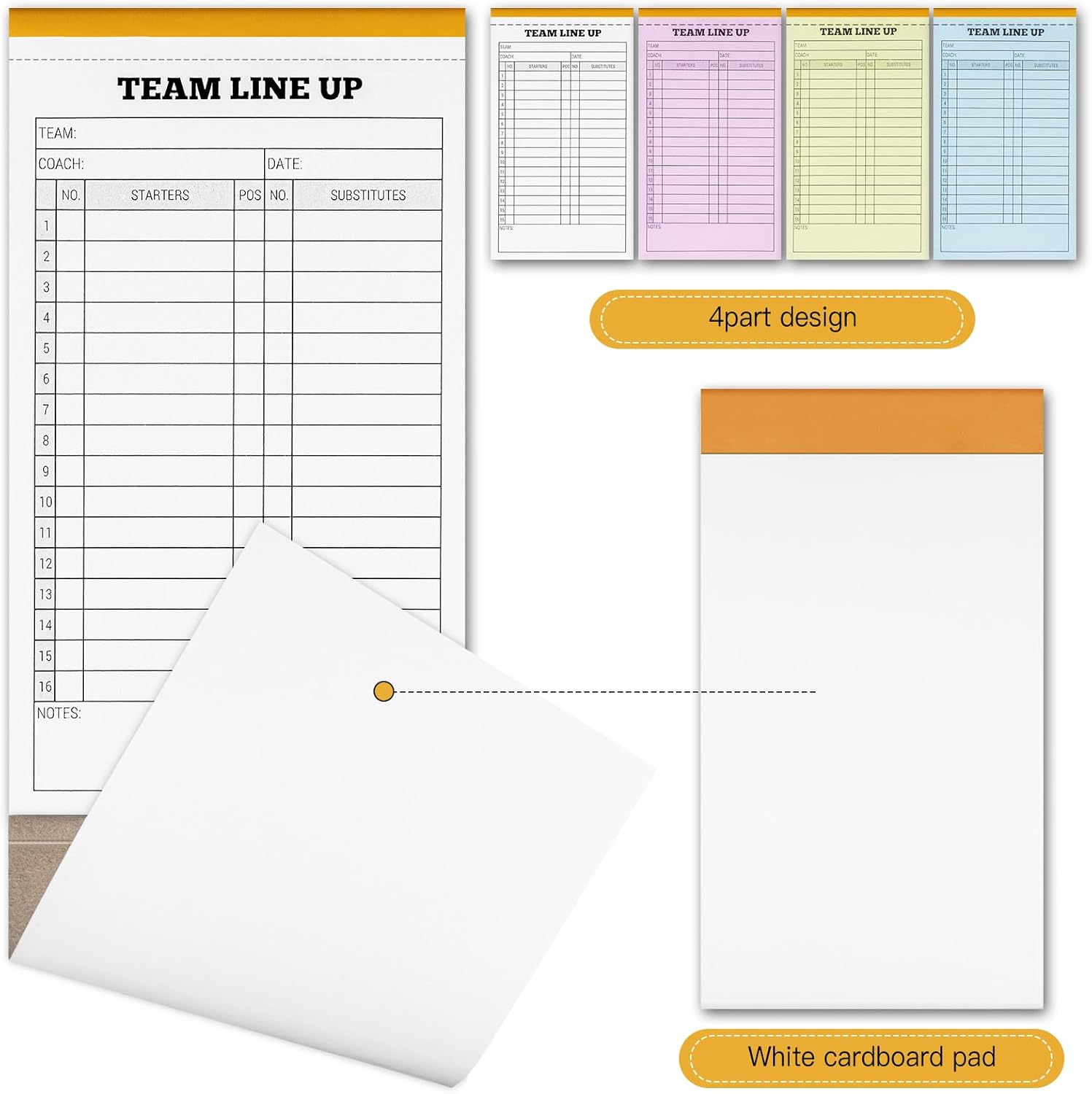Regine Switzerland Softball/Baseball Lineup Cards - 60 Sets of 16 Player Carbonless Sheets | 4.5 x 8 in