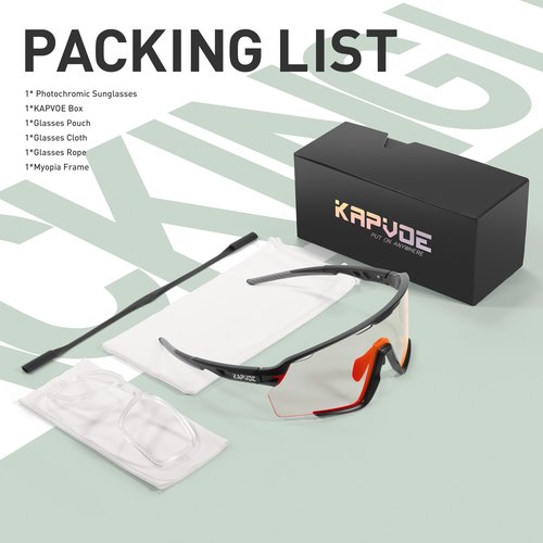 KAPVOE Photochromic Cycling Glasses Men Women Clear Mountain Bike Sunglasses MTB Bicycle Riding Sports Triathlon Running
