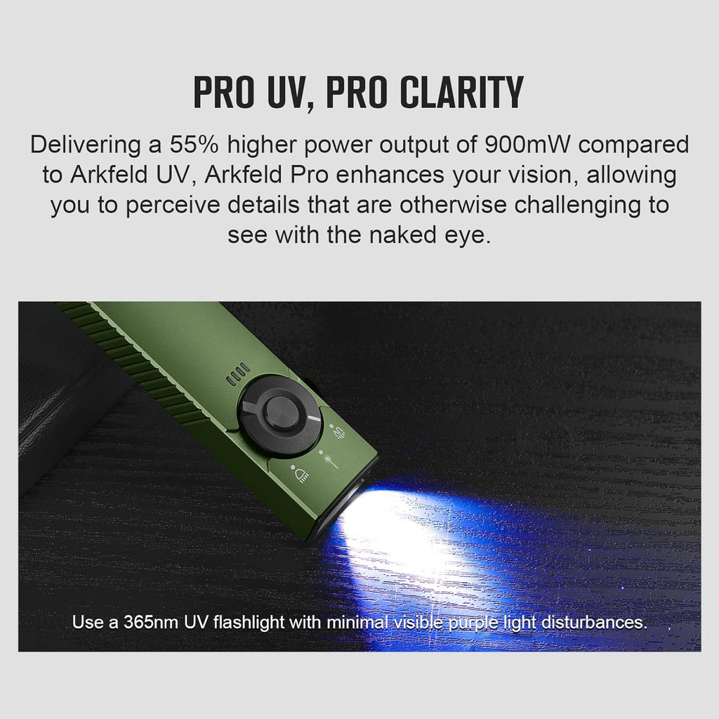 OLIGHT Arkfeld Pro Rechargeable EDC Flashlight - 1300 Lumens Green Beam & UV LED Combo | Portable Pocket Size