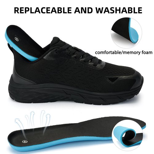 Wide Toe Box Shoes for Men - Comfortable Width Sneakers for Athletic Running Walking Tennis Workout Gym Orthopedic Plantar Fasciitis Work Footwear with Thick Cushioned Zero Drop Sole Black Size 13