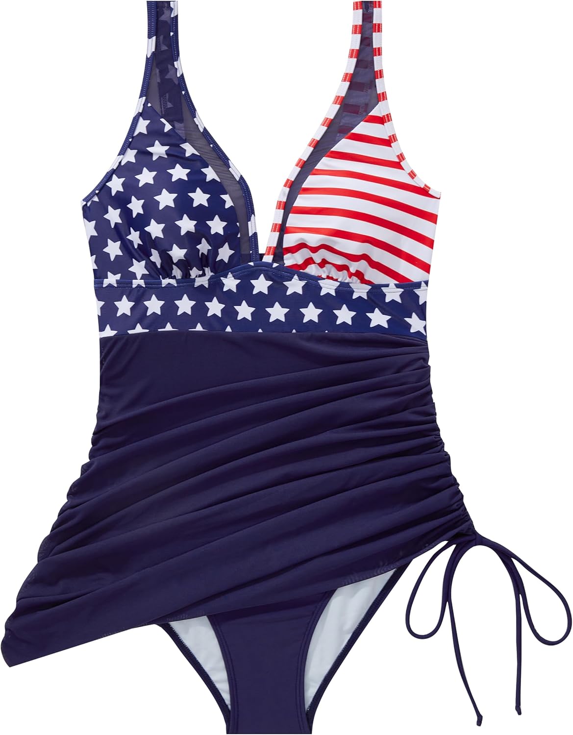 SUUKSESS Women Mesh One Piece Swim Dress Swimsuit Tummy Control Bathing Suit