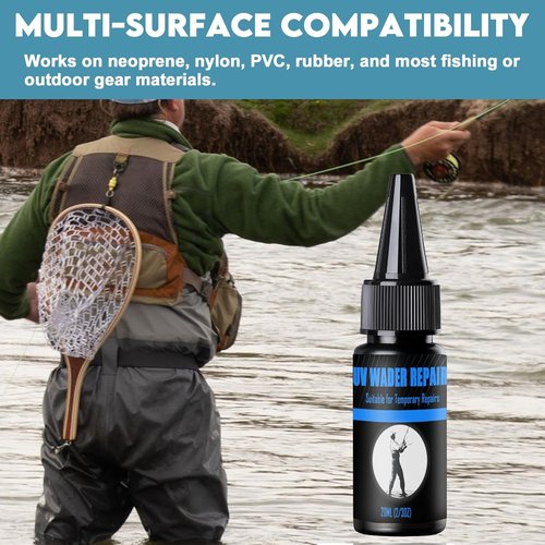 Eupheng UV Wader Repair Glue - Instant Sunlight-Curing Sealant for Waterproof Fishing Waders | Flexible & Durable