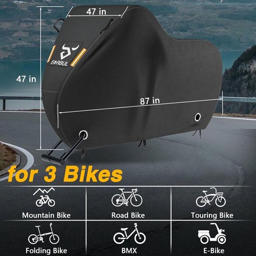 EVERBUL Bike Cover - Waterproof Outdoor Protection for 2 or 3 Bikes | 87'' L x 47'' W x 47'' H, Heavy-Duty 420D Fabric