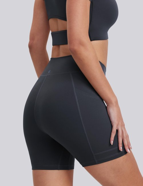 ENERBLOOM Biker Shorts for Women with Pockets, Spandex Workout Shorts, Lightweight for Summer Cycling Running Yoga Gym 6" Dark Navy Medium