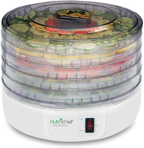 NutriChef Electric Food Dehydrator - Multi-Tier High-Heat Circulation for Fruits, Vegetables & Jerky | 5 Stackable Trays