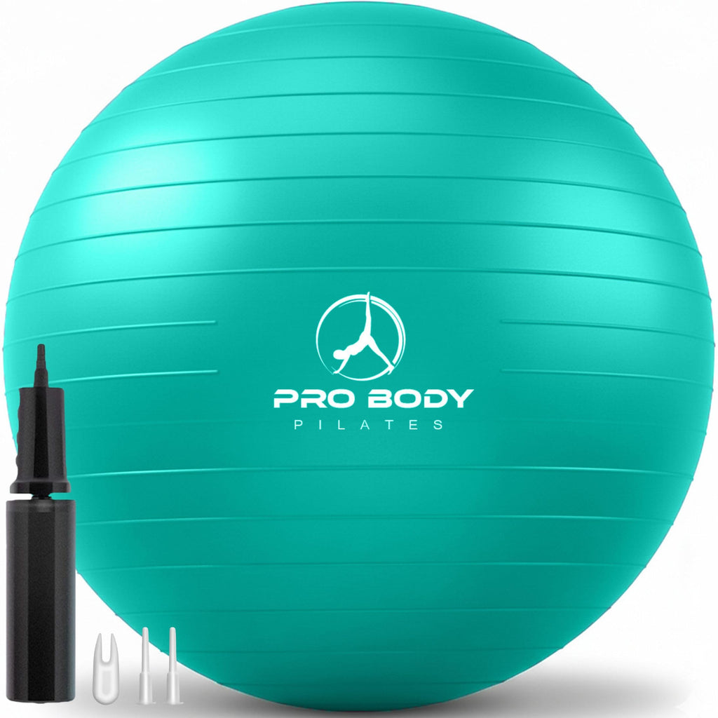 ProBody Pilates Exercise Ball - Multiple Sizes Gym Grade Balance Ball for Fitness, Workout, Pregnancy & Physical Therapy, Stability Yoga Ball Chair (Aqua, 75 cm)