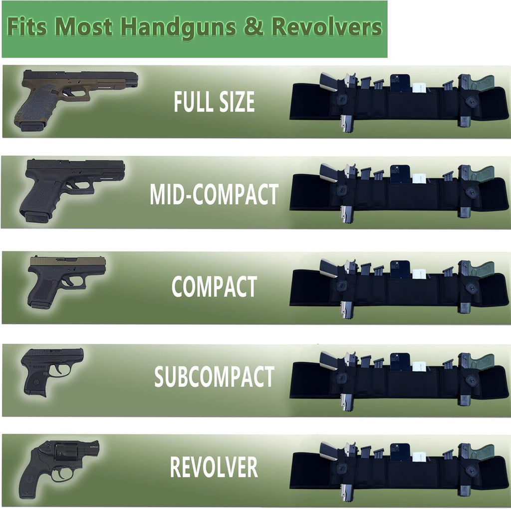 3-in-1 Holster by [Brand Name] - Comfortable Neoprene Waistband for Glock, Smith & Wesson, Taurus & More - Fits Most Pistols & Revolvers