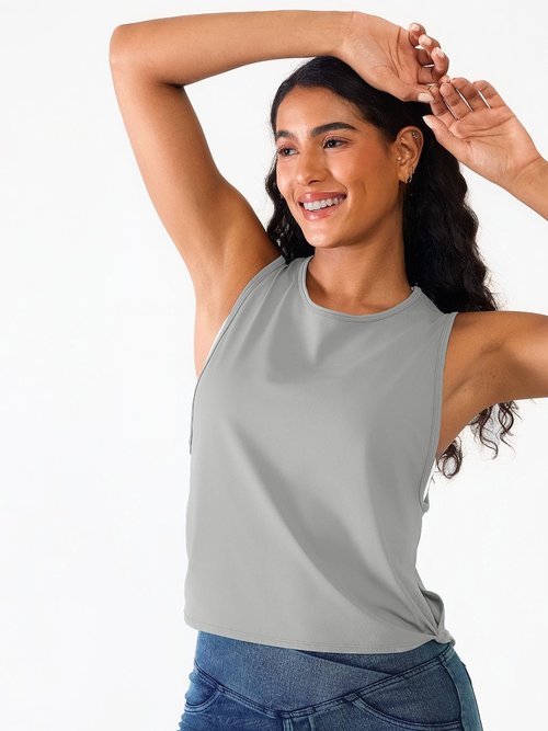 BRXL Cropped Muscle Tank Tops for Women Workout Sleeveless Sports Athletic Yoga Running Gym Crop Shirts Grey