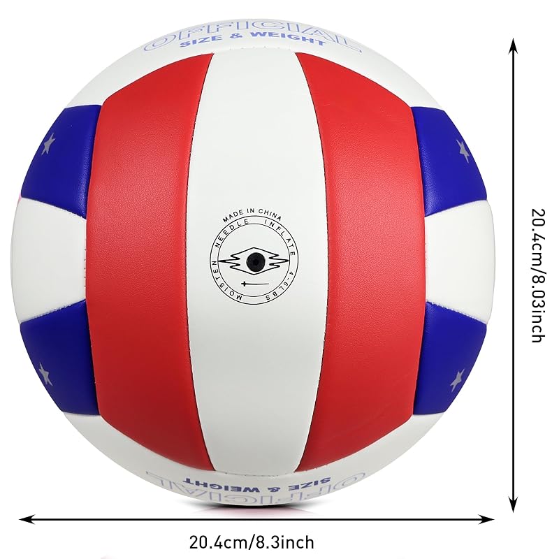 Glow in The Dark Official Size Volleyball with Night-Glow Effect - Red/Blue/White (Variation Included) + Pump Kit