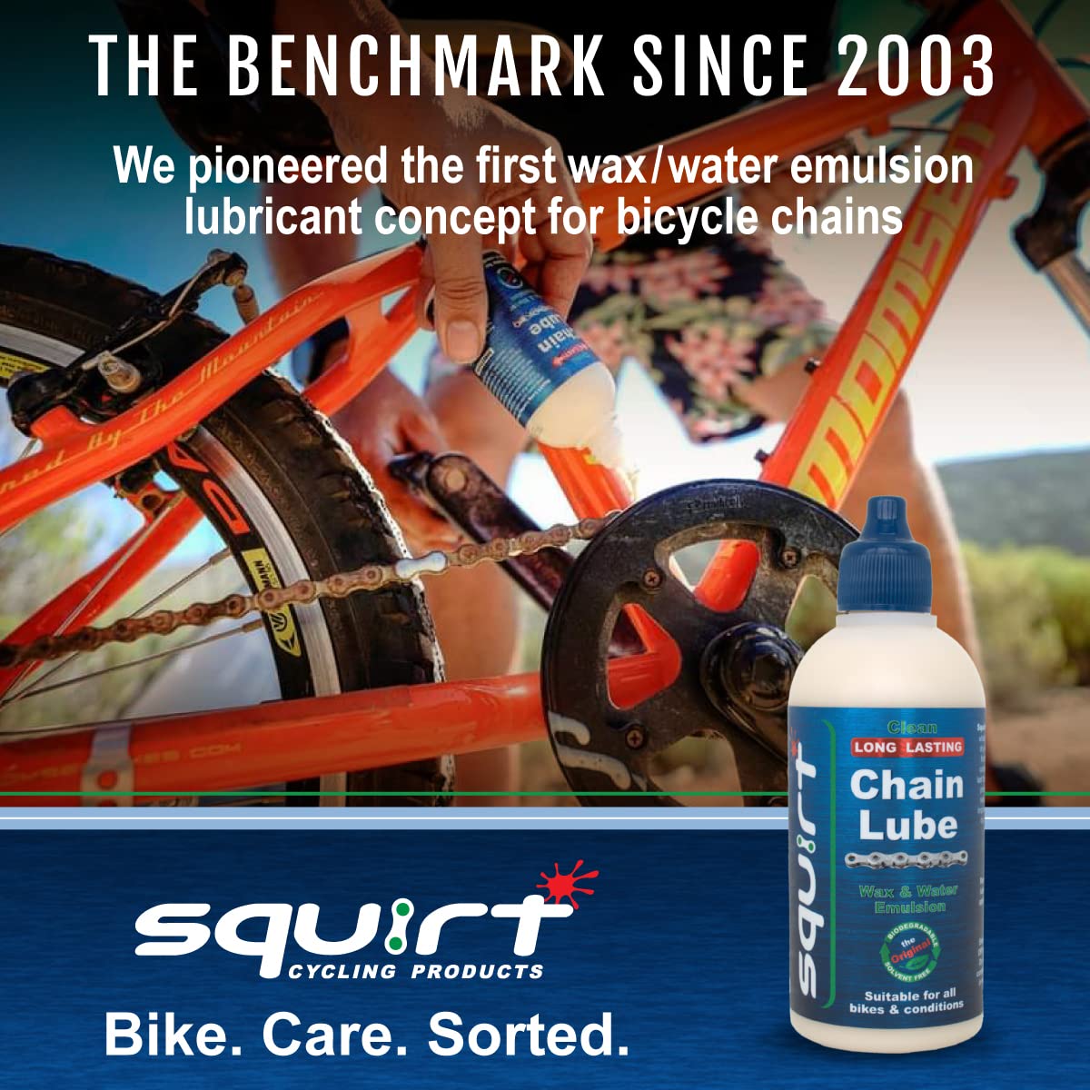 Squirt Chain Lube | Long-Lasting All-Weather Bike Chain Lubricant - 120 ml for Reduced Noise & Chainsuck