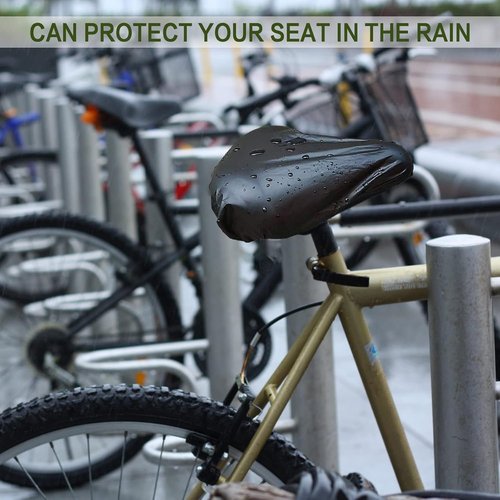 MEETOOT Waterproof Bicycle Seat Rain Cover Waterproof Bicycle Saddle Cover with Elastic Bicycle Seat Rain Cover 3 Piece Bicycle Seat Cover PVC Waterproof Bicycle Saddle Cover Black