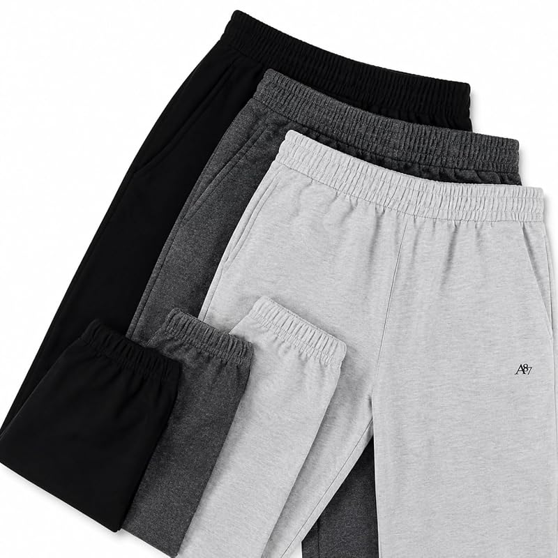 AeroPostale Boys Fleece Joggers 3-Pack - Grey Heather, Charcoal Heather, Black 14-16