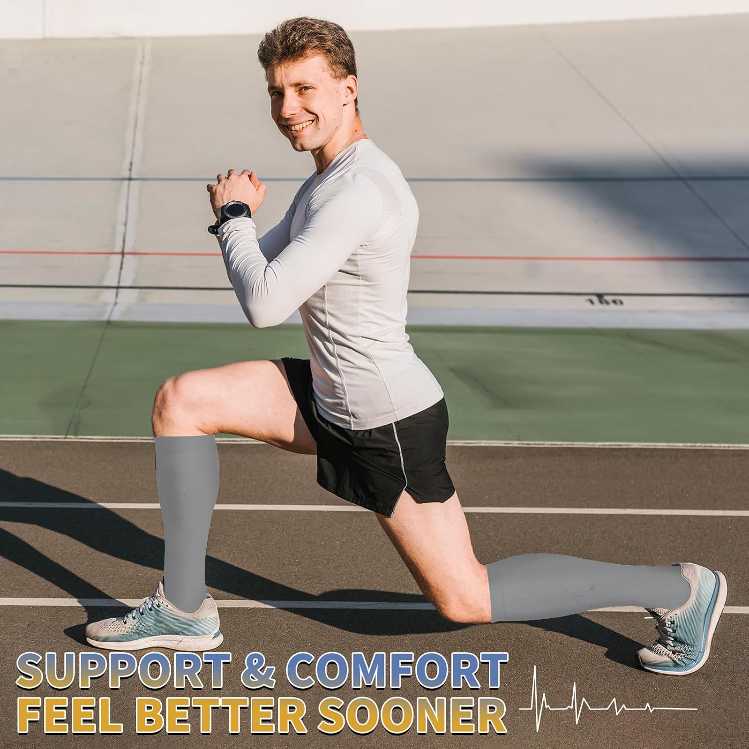 Sooverki Copper Compression Socks for Men & Women 8 Pack 15-20mmHg - Knee High Stockings Best Support for Running Athletic