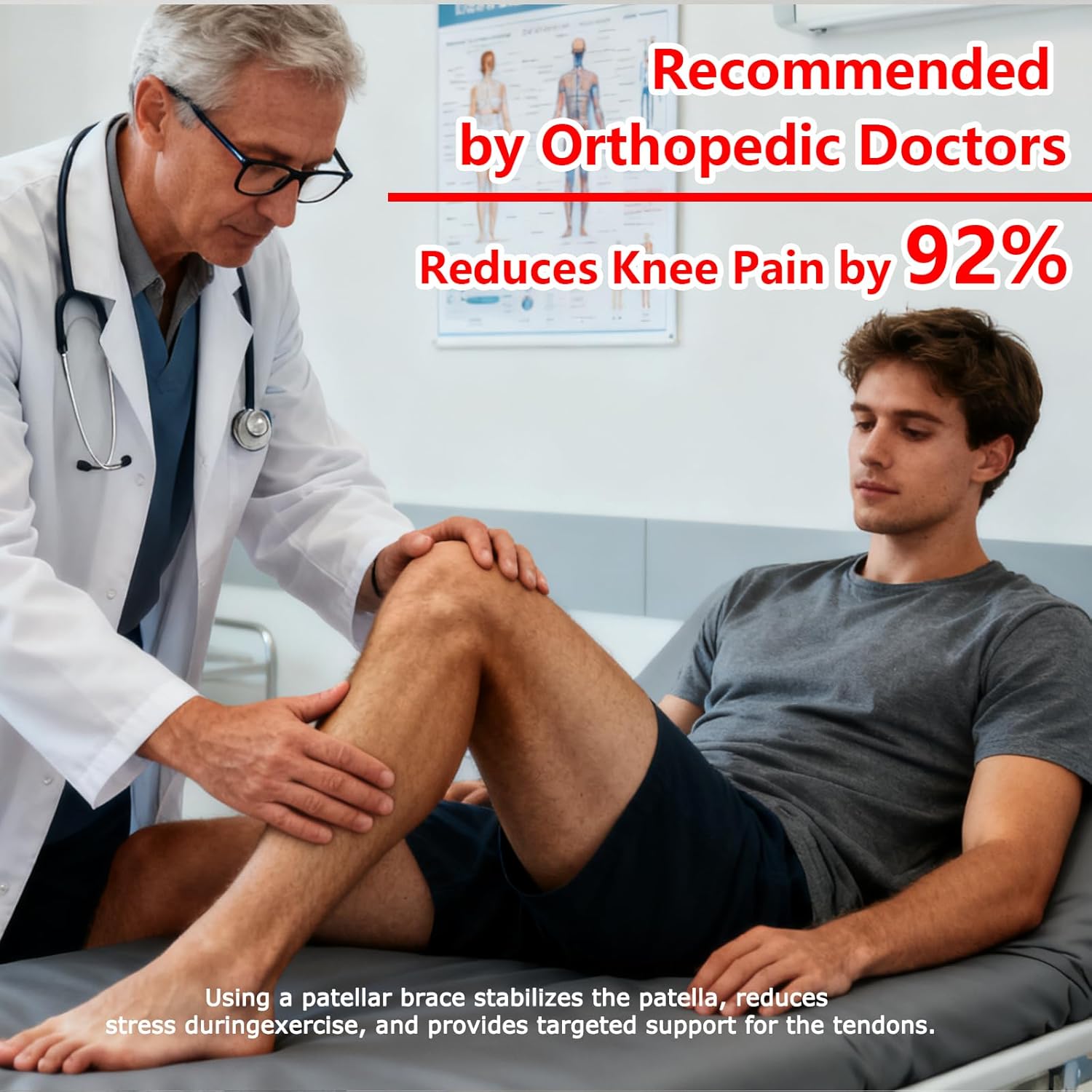Patellar Tendon Support Straps by [Brand Name] - Adjustable Non-Slip Knee Bands for Pain Relief | Black, 2 Pack
