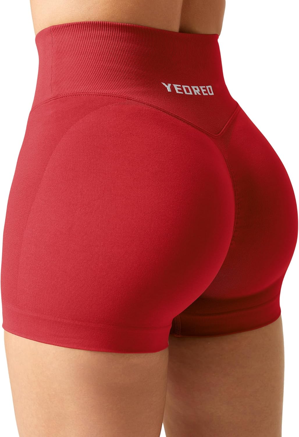 YEOREO Workout Shorts for Women - 3.5" Seamless V-Cross Waist Design | Scrunch Butt Style