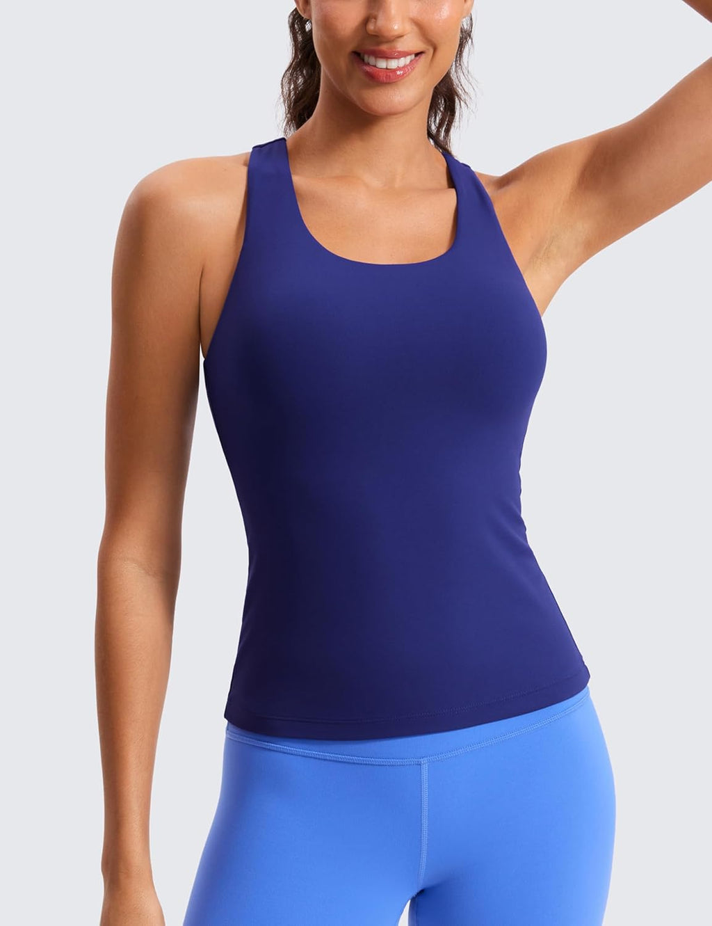 CRZ YOGA Butterluxe Workout Racerback Tank Top - Padded Spandex Yoga Shirt with Built-In Bra for Women