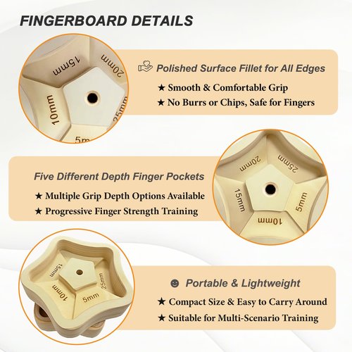VERTIPEAK Portable Hangboard - 2 Pack Wooden Rock Climbing Fingerboard, Lightweight with 5 Multi-depth Pockets, Finger Strength, Arm Workout & Pull-up Training