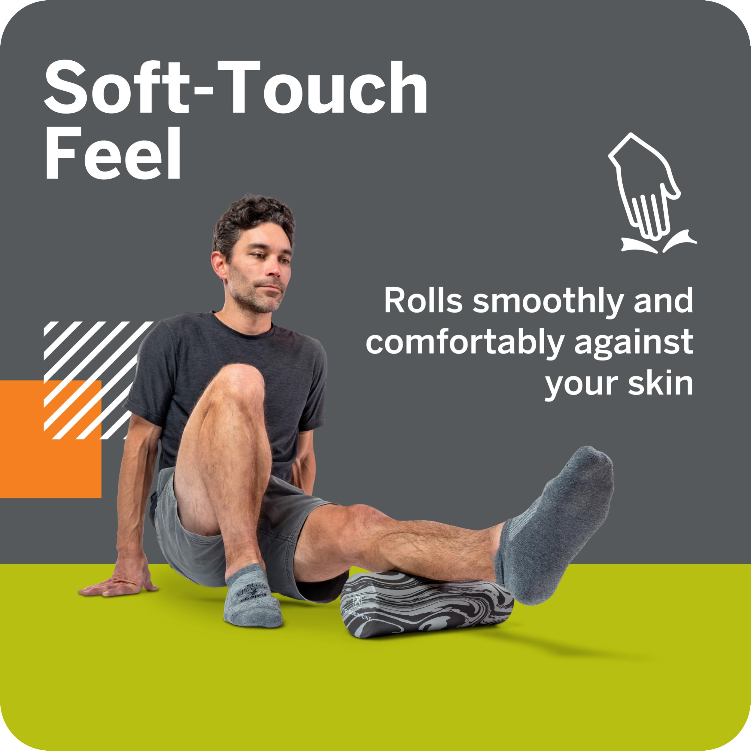 Foundation Roller - Premium EVA Foam Muscle Recovery and Flexibility Roller, Soft Compression for Injury Prevention, Travel-Friendly, Ideal for Athletes, Orange/Grey, 12"