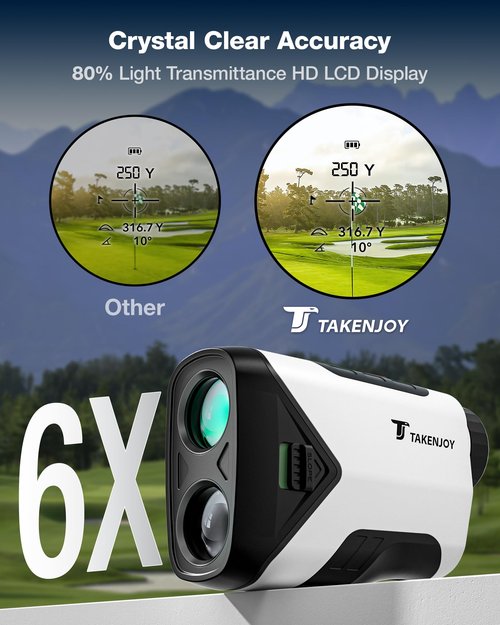 TAKENJOY 1200Y Golf Rangefinder with Slope, 6X Magnification Range Finder Golf with Flag Locking Vibration, Rechargeable Golf Range Finder with Magnet