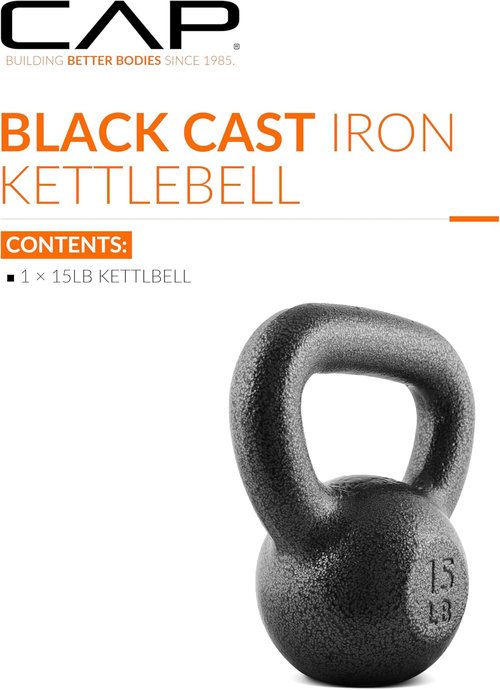 CAP Barbell Cast Iron Kettlebell - Durable Coated Design | Multiple Weight Options Available