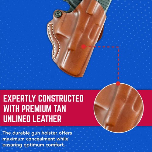 DeSantis Mini Scabbard OWB Holster - Leather Holster, Right Hand Holster, Adjustable Belt Holster, Compatible with the GLOCK 19, 19 GEN 5, 19X, 23, 32, 36, 45 - Right Hand Draw, Tan-