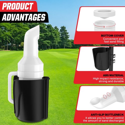 VYYOKMU Universal Golf Cart Sand Bottle with Holder, No Drilling Golf Cart Divot Filler Sand Bottle with Handle for Club Car, EZGO, Yamaha Carts with 1" Square Tube Bracket, Seed Container, 1PCS