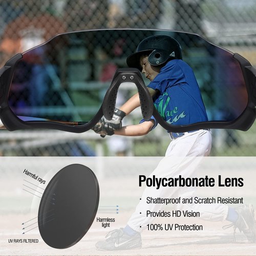DUCO Kids Sunglasses - Polarized 4 Lenses for Youth Baseball & Cycling | Stylish Shades for Boys & Girls