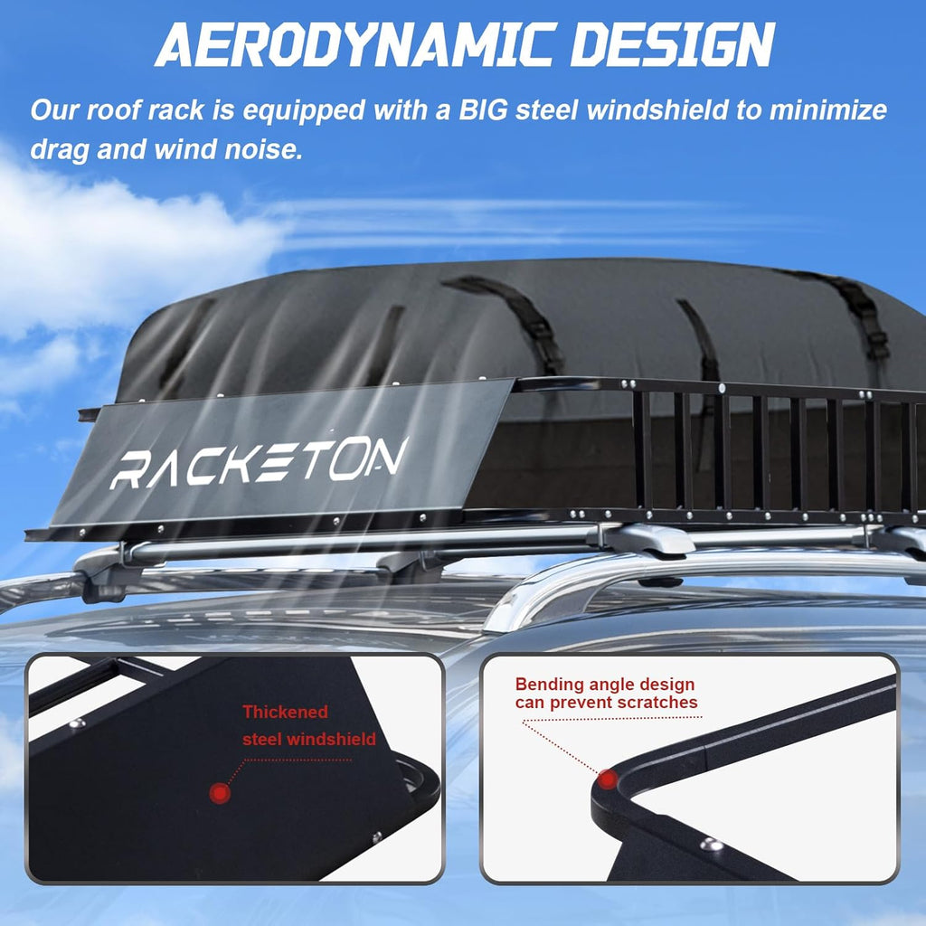 Skiennix Heavy-Duty Roof Cargo Rack - Anti-Rust Luggage Basket for SUVs & Trucks | 64”x39”x8”