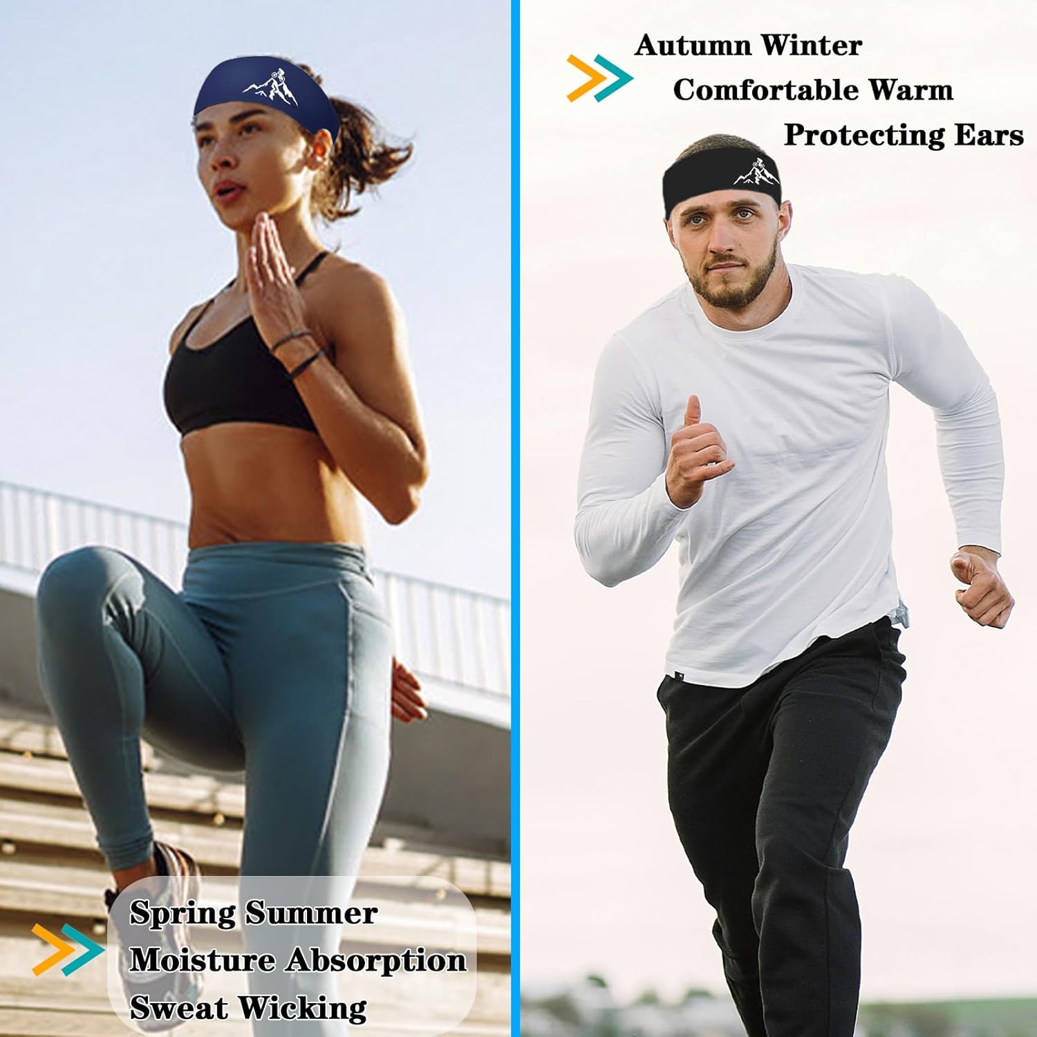 Skiennix Sport Headbands - 3 Pack Cooling Sweat Bands for Men & Women | Perfect for Workouts