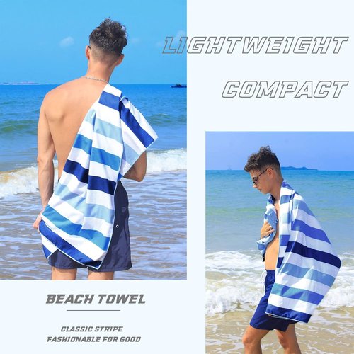 Exclusivo Mezcla Quick Dry Beach Towel - Large Lightweight Sand-Free Pool Towel (Blue, 30x60 Inches)