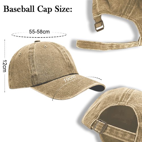 Yooooomi 3 Pack Men Womens Baseball Cap Plain Retro Adjustable Baseball Cap Washed Cotton Dad Hats (US, Alpha, One Size, Black+Khaki+Dark Green)