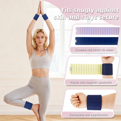 Magnetic wristband, weight-bearing training, adjustable wrist ankle weight band, detachable fitness equipment, small and portble muscle training, 1.1lbs and 2.2lbs (blue&yellow, 2.2LBS)