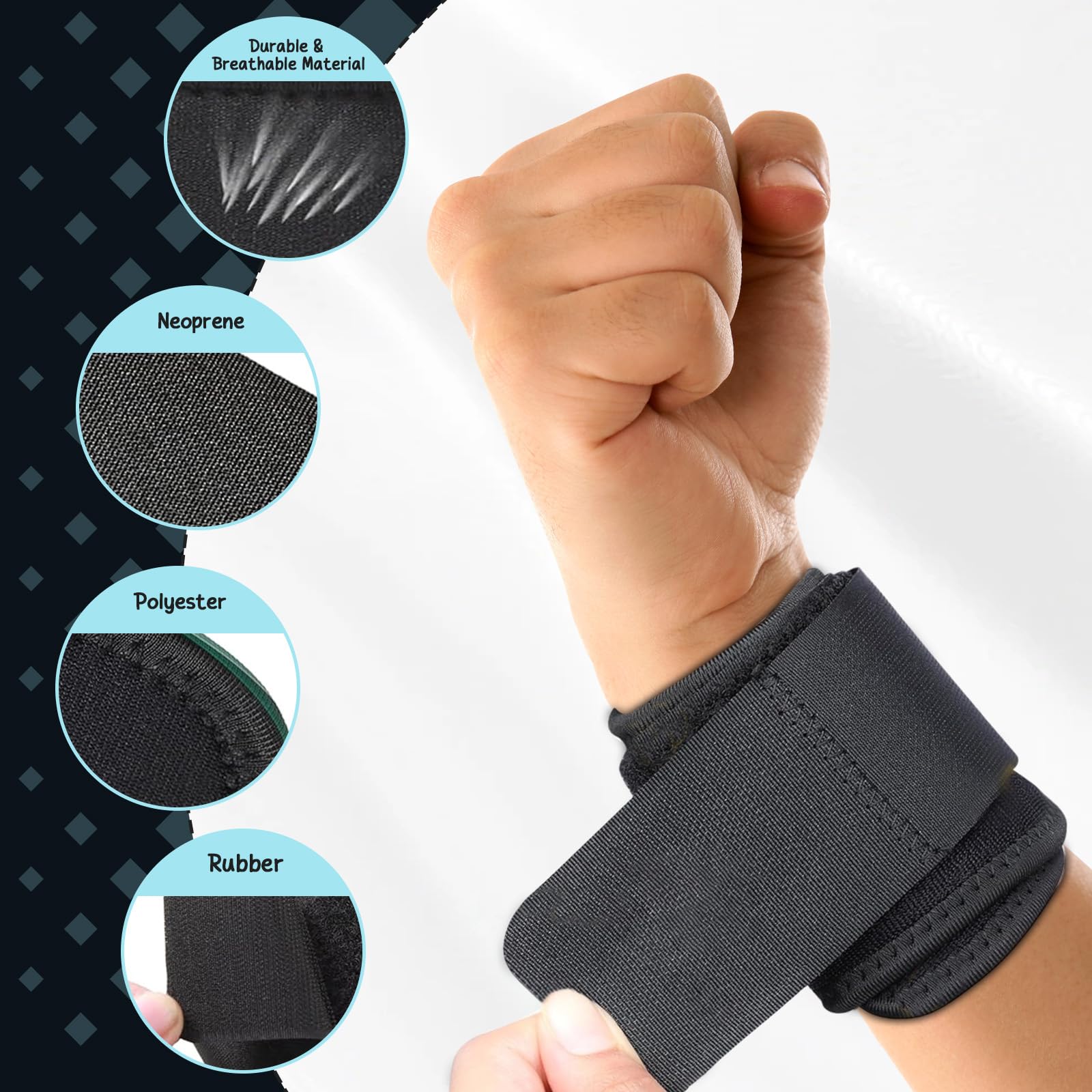 KixMalkinly 2PACK Wrist Compression Strap,Highly Elastic Adjustable Wrist Wrap Sport Support for Fitness Weightlifting,Wrist Brace Can Pain Relief-Wear for women and man(Black)