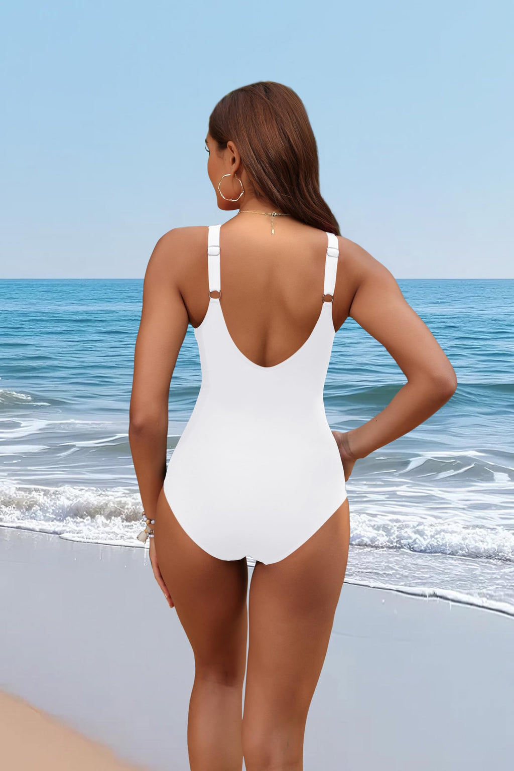 Holipick White Women Tummy Control One Piece Swimsuit - Push Up Bathing Suit Full Coverage Slimming Swimwear XS