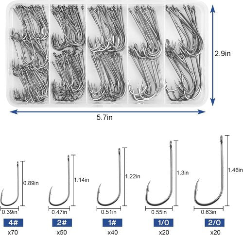 Baitholder Hooks Kit - 200pcs Barbed Shank Fishing Hooks | High Carbon Steel for Bass & Catfish