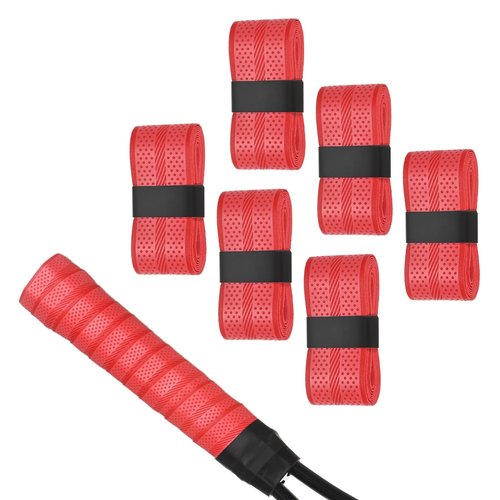 M METERXITY 6-Pack Golf Grip Wrapping Tapes PU Tennis Overgrip Grip Tapes Anti-Slip Sweat Absorbent for Golf/Racquetball/Badminton/Squash/Baseball Bat Handle Red