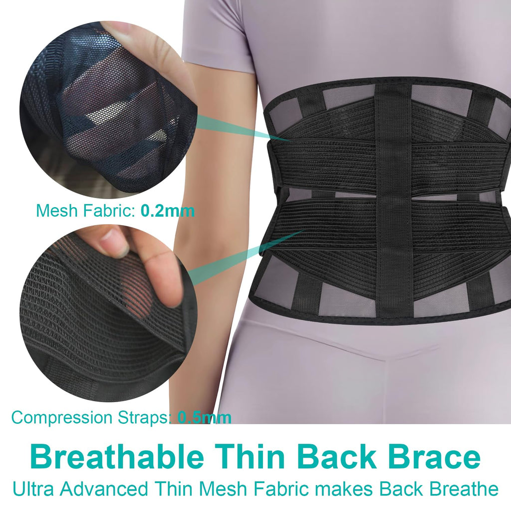 Ultra Thin Lumbar Support Brace - Lightweight Back Pain Relief Belt for Men & Women | Breathable Mesh Design