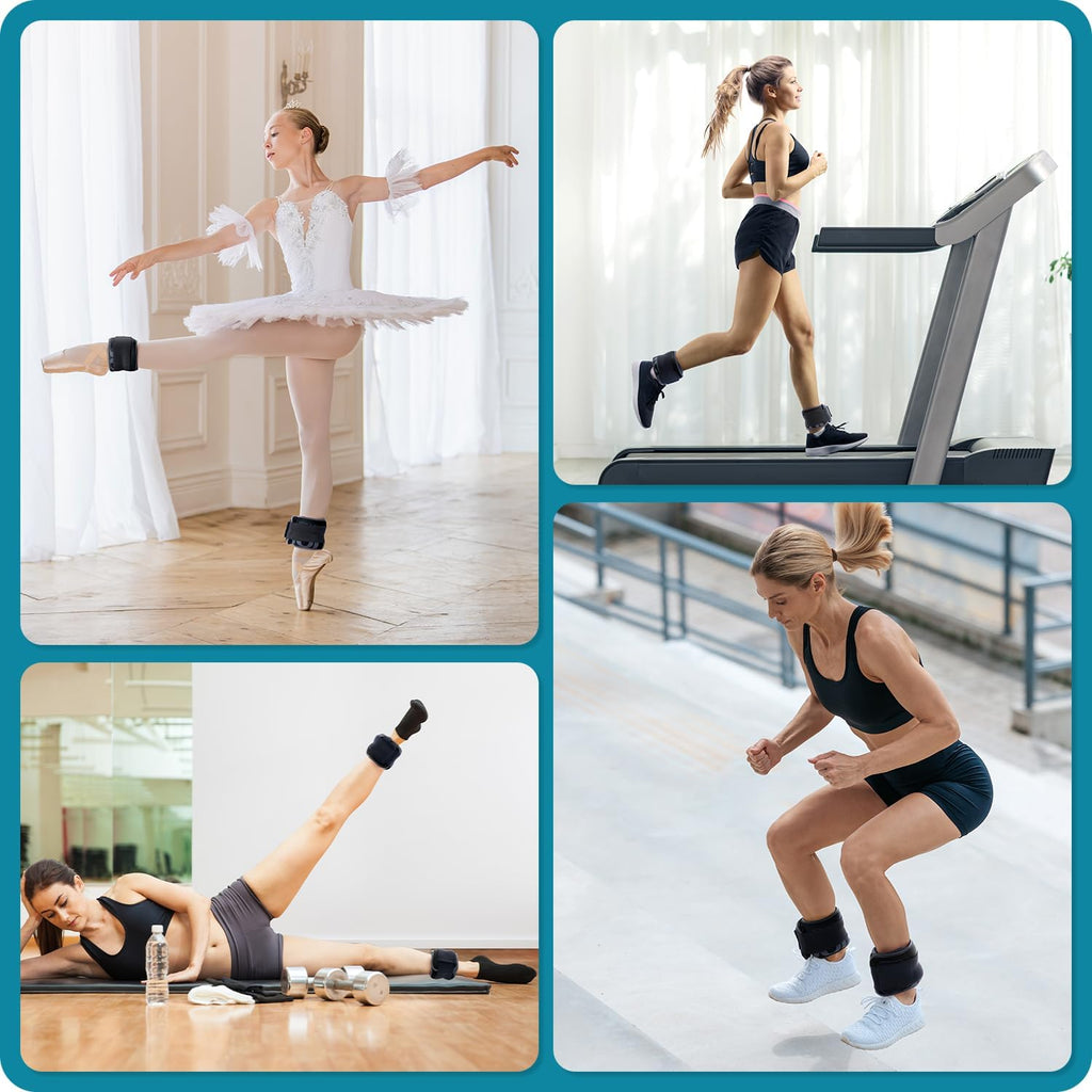 Sportneer Ankle Weights - Comfortable 4/10 lbs Pair for Strength Training, Dancing & Fitness Workouts