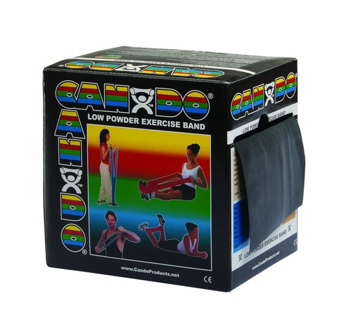 CanDo Low Powder Exercise Band, 50 yard roll, Black: X-Heavy