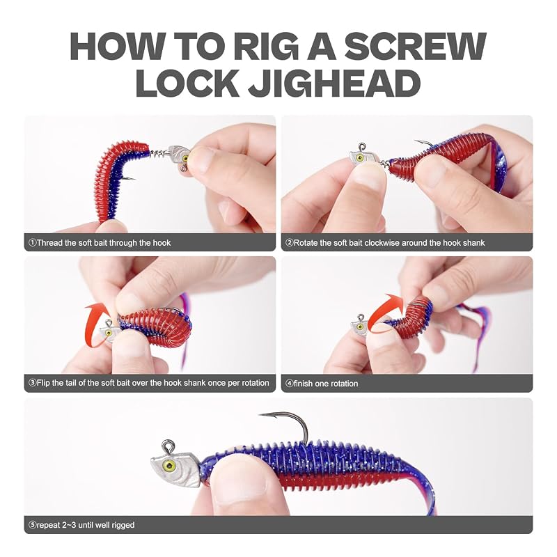 15-Pack Screw Lock Swimbait Jig Heads with 3D Chartreuse Eyes – 1/8 3/16 1/4 3/8 1/2 oz, 3/0 & 4/0 Hooks | Variation: Raw-15pcs+Assorted