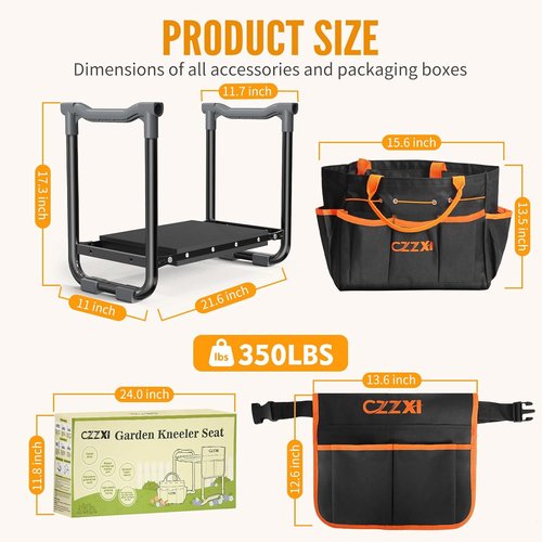CZZXI Garden Kneeler and Seat - Heavy Duty Gardening Stool with Tool Pouch | Comfortable and Durable Design